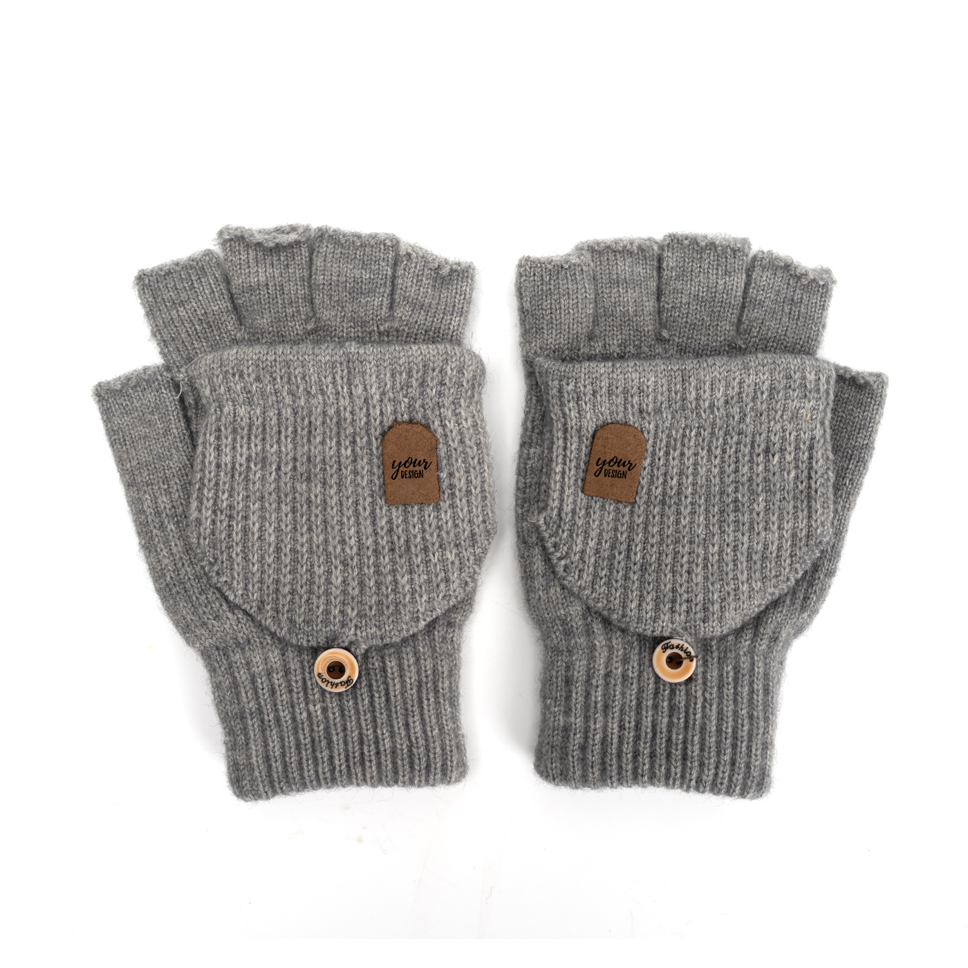 Knitted Half Finger Flip Gloves