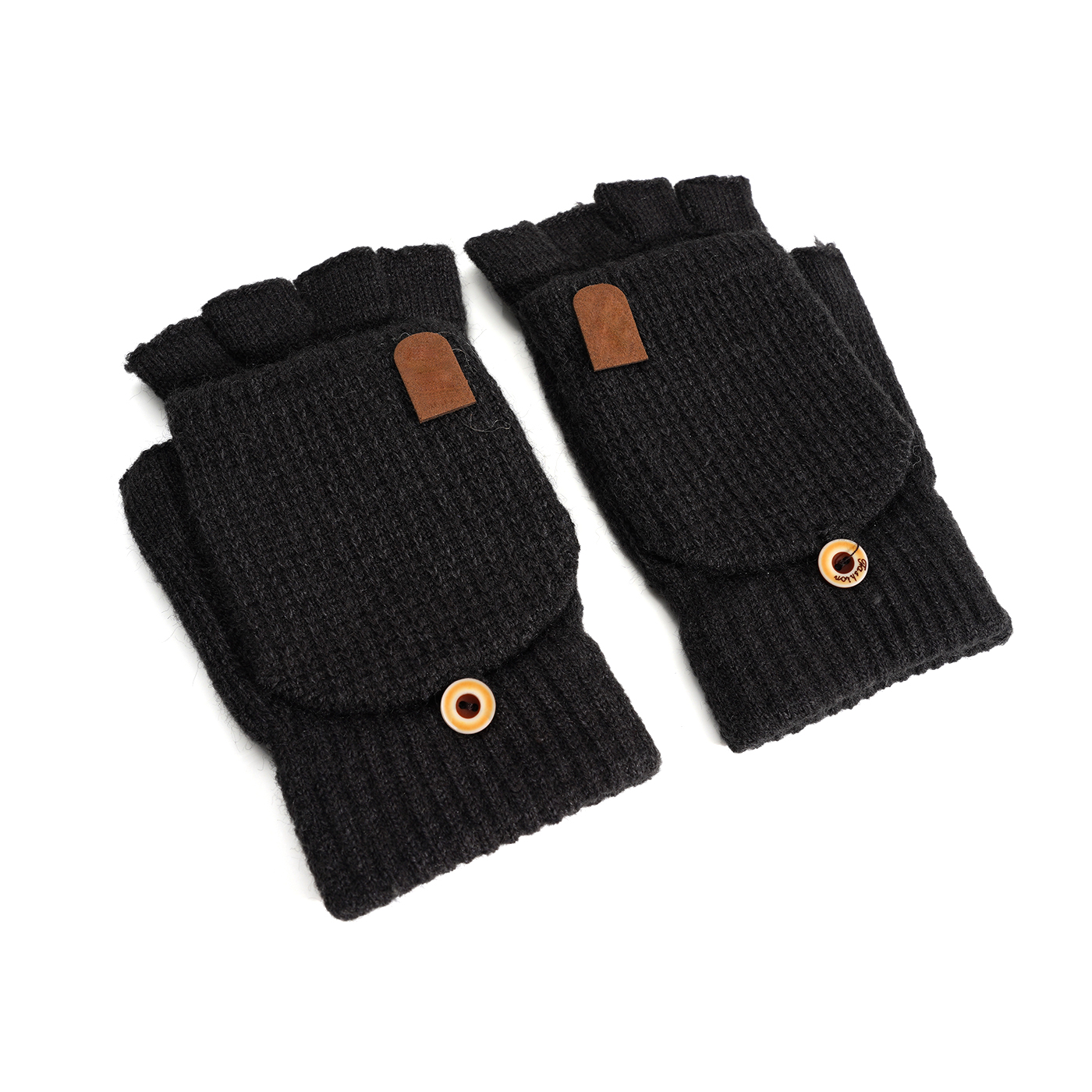 Knitted Half Finger Flip Gloves1