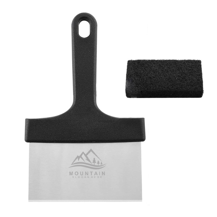 Stainless Steel Griddle Scraper With Black Handle