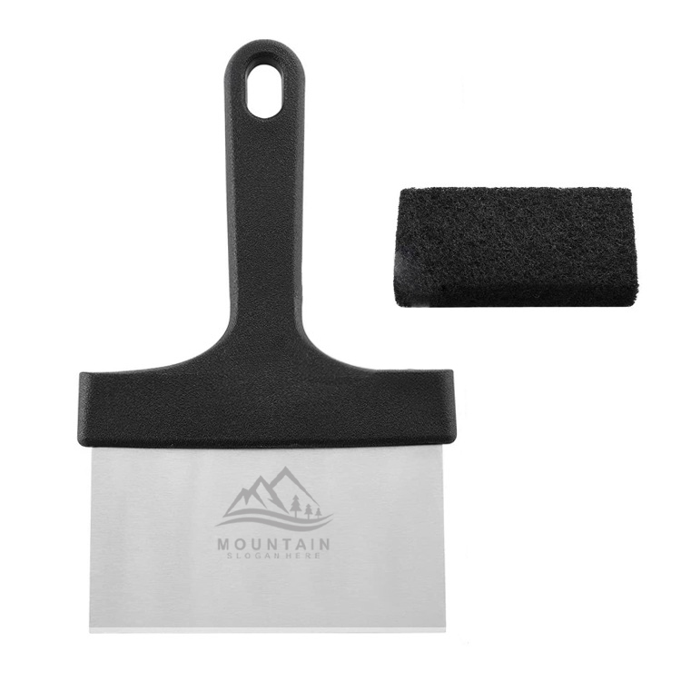 Grillschaber Mit Schwarzem Griff, Edelstahl, Breit