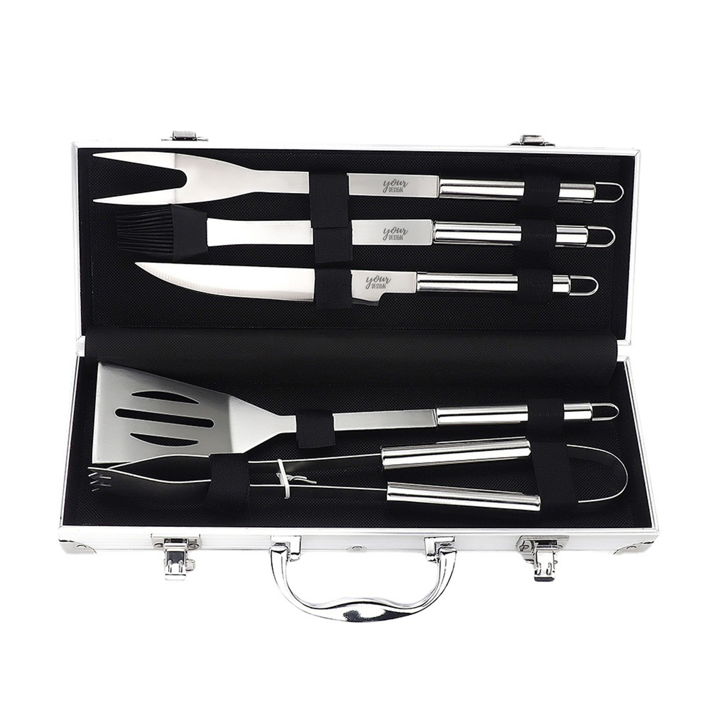 Stainless Steel Grill Tools With Aluminum Case1