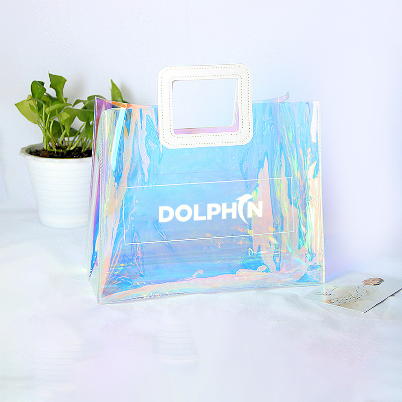 Clear PVC Laser Tote Bag With PU Handle