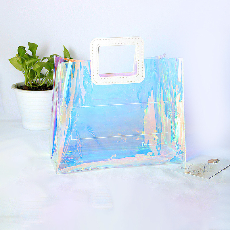 Clear PVC Laser Tote Bag With PU Handle2