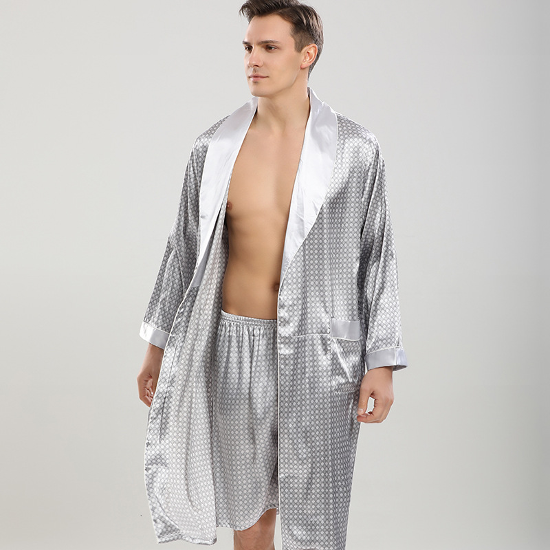 Mens Long Silk Satin Robe1