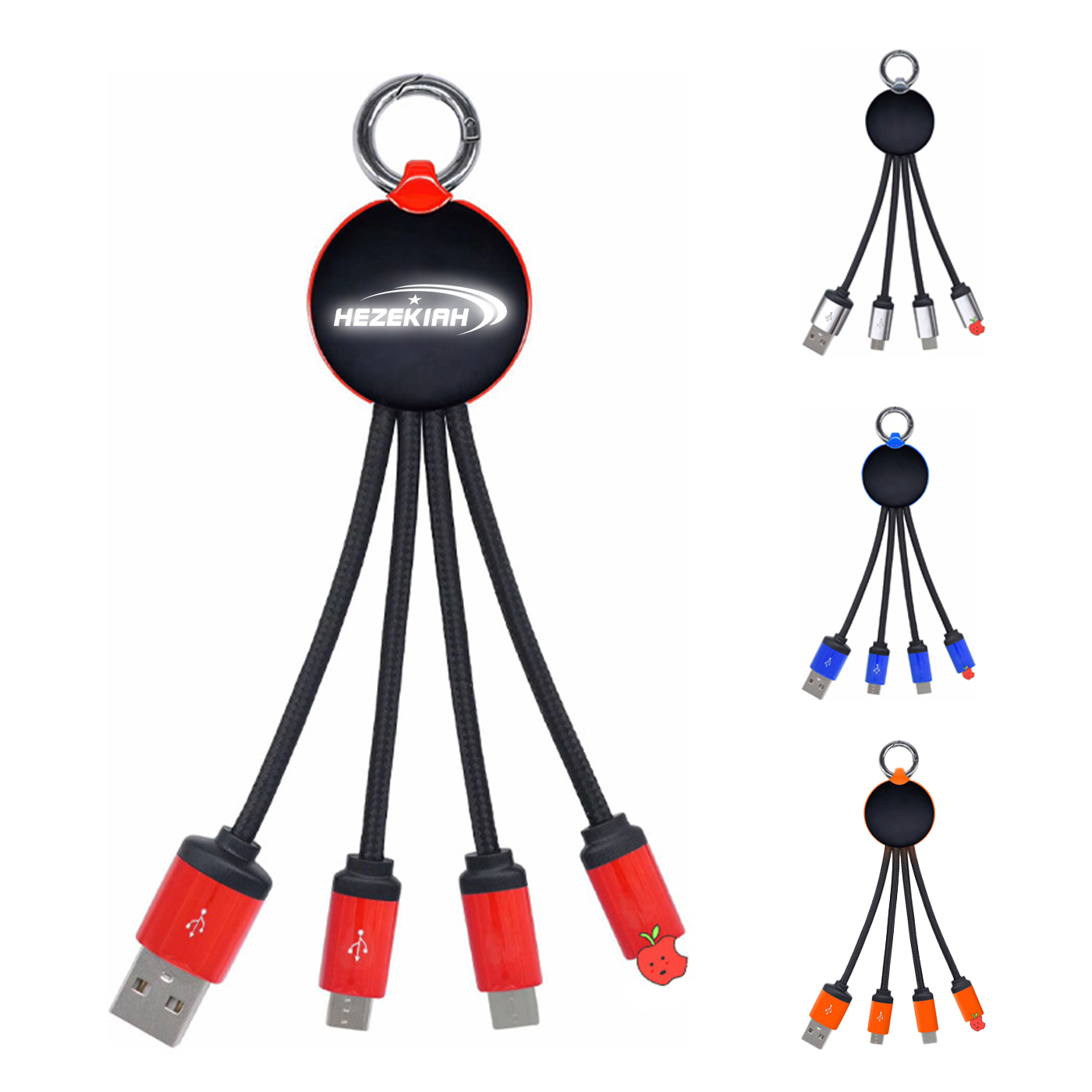Datenkabel Mit Schlüsselanhänger, Nylon, 3-In-1 