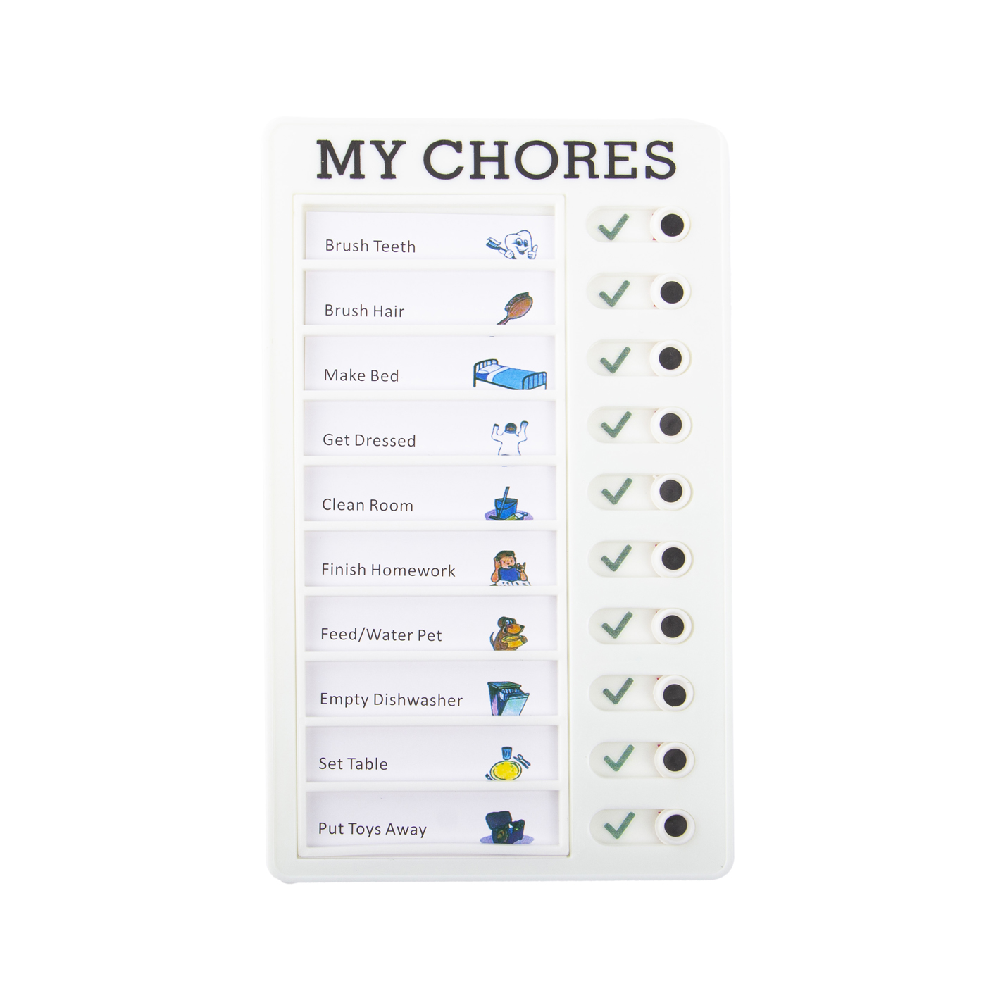 RV Checklist Memo Plastic Board With Sliding Button