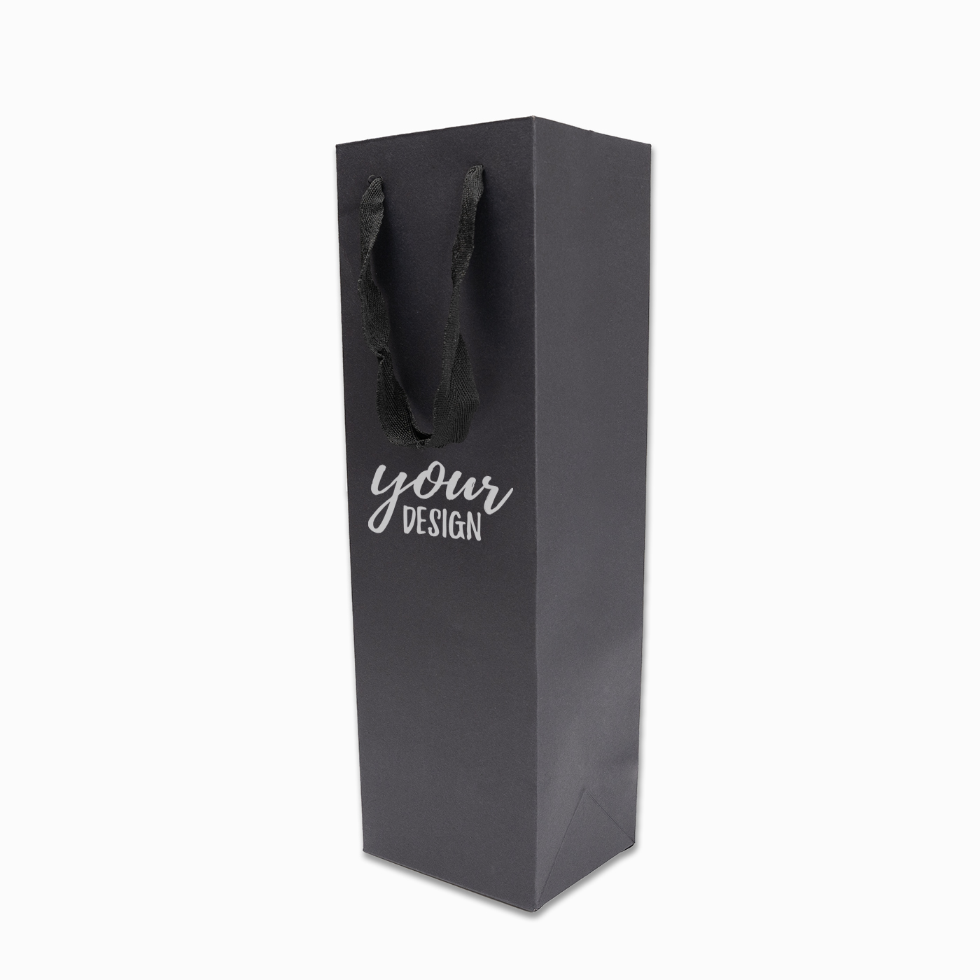 Single Bottle Black Cardboard Wine Gift Bag