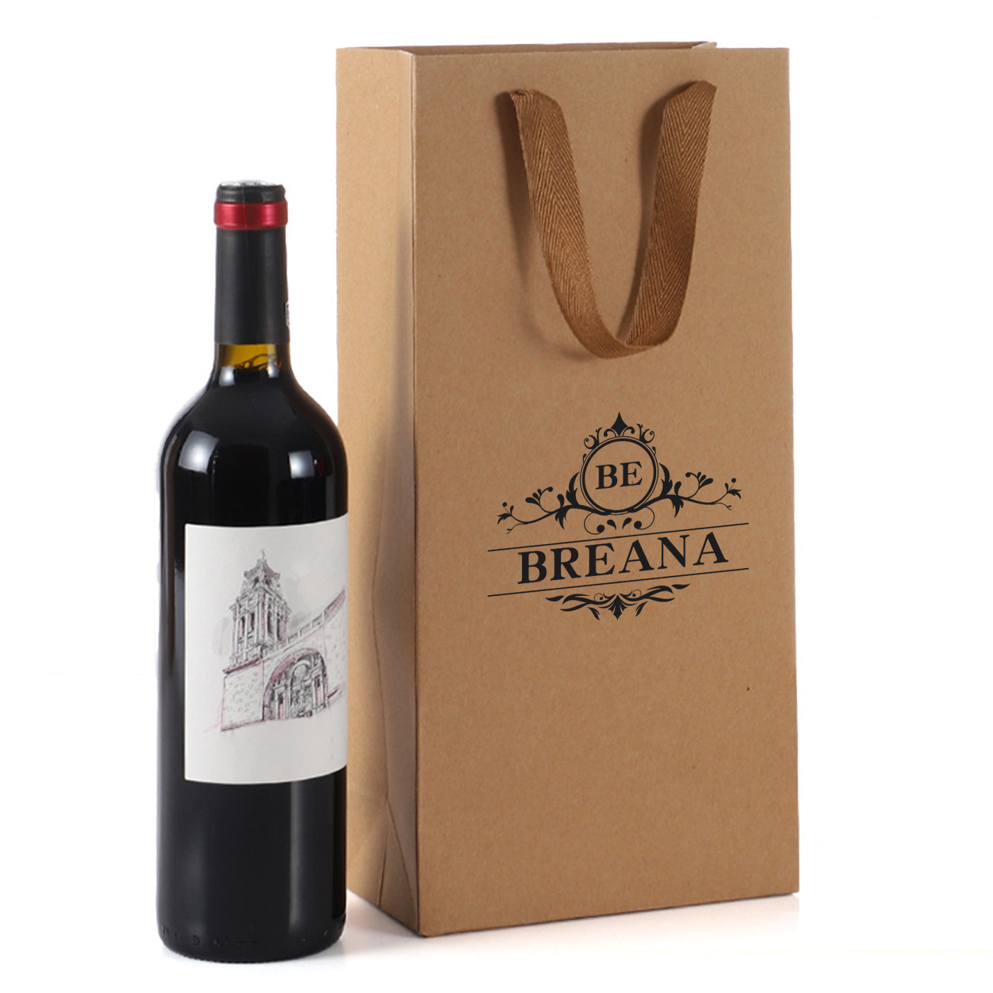 Double Bottle Kraft Paper Wine Gift Bag