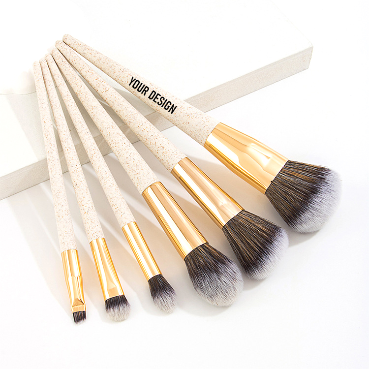 6 Pcs Biodegradable Wheat Straw Makeup Brush Set1