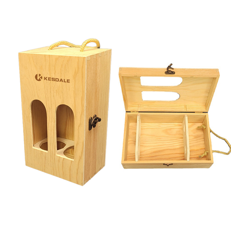 Weinkiste, Wein-Geschenkbox, doppelt, aus Holz