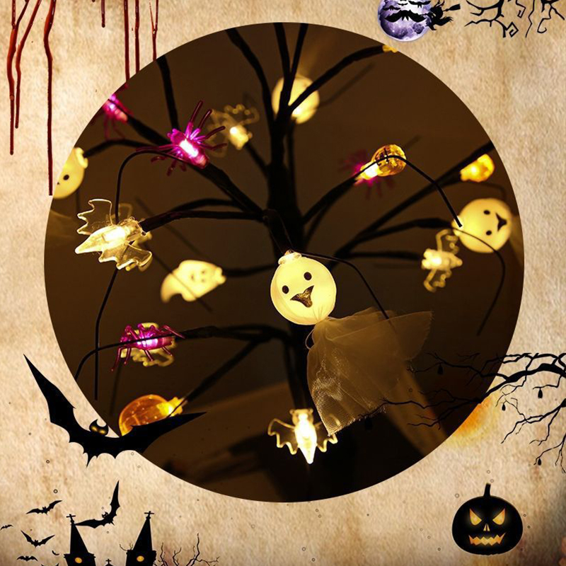 Halloween Lighted Up Birch Tree3