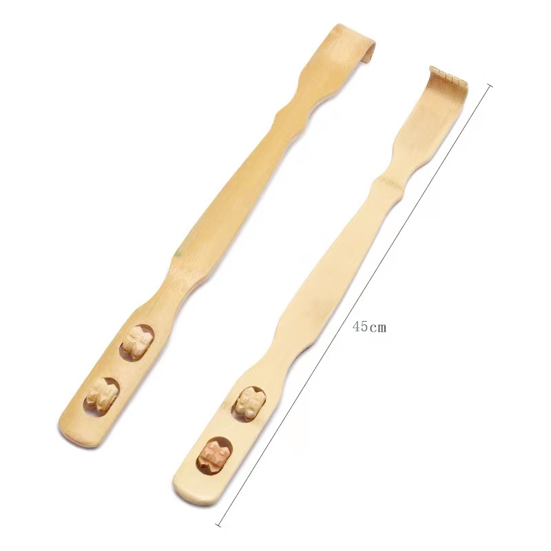 Bamboo Back Scratcher With Massage Rollers3