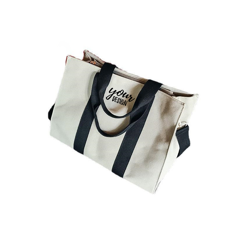 Vertical Stripe Canvas Tote Bag1