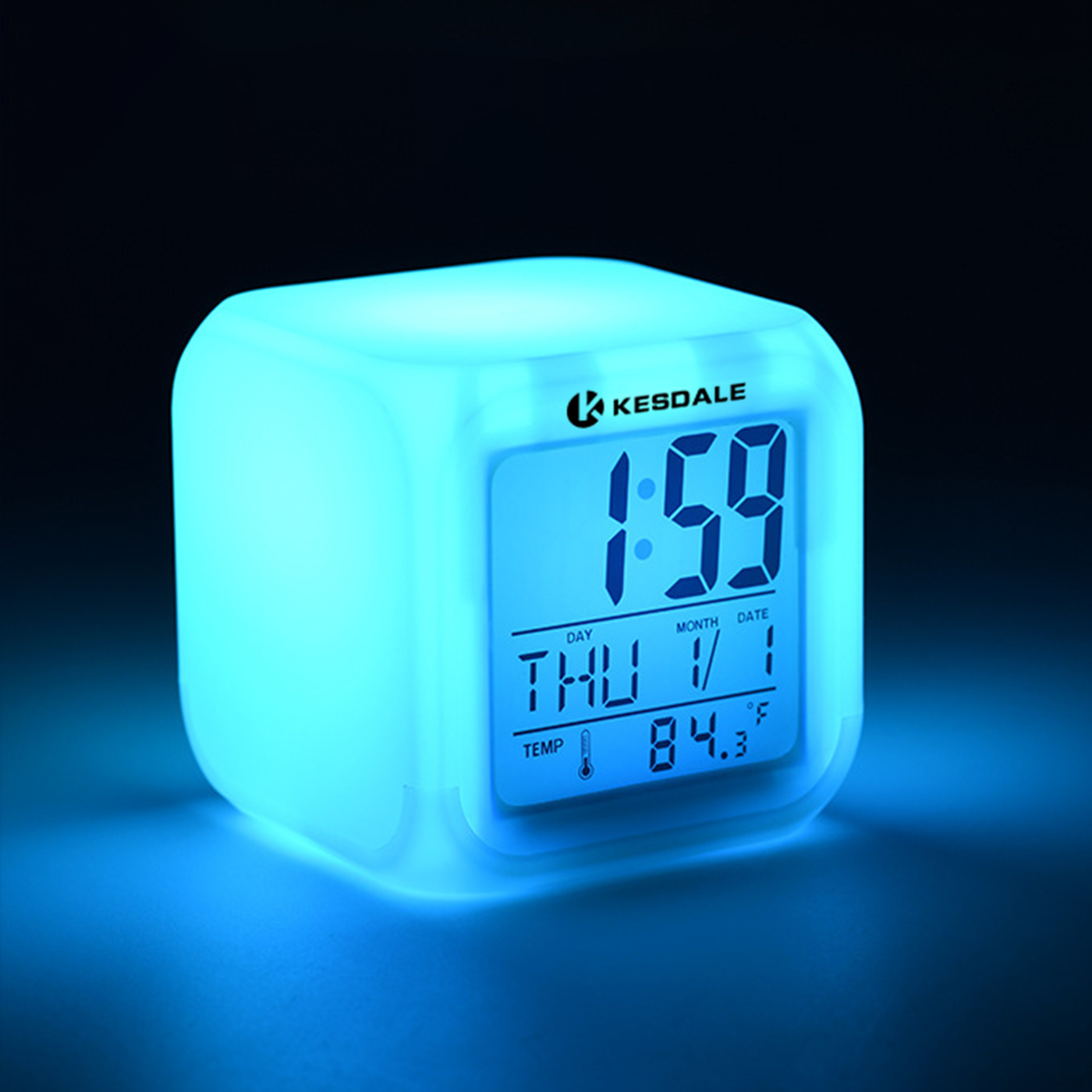 7 Color LED Table Cube Alarm Clock