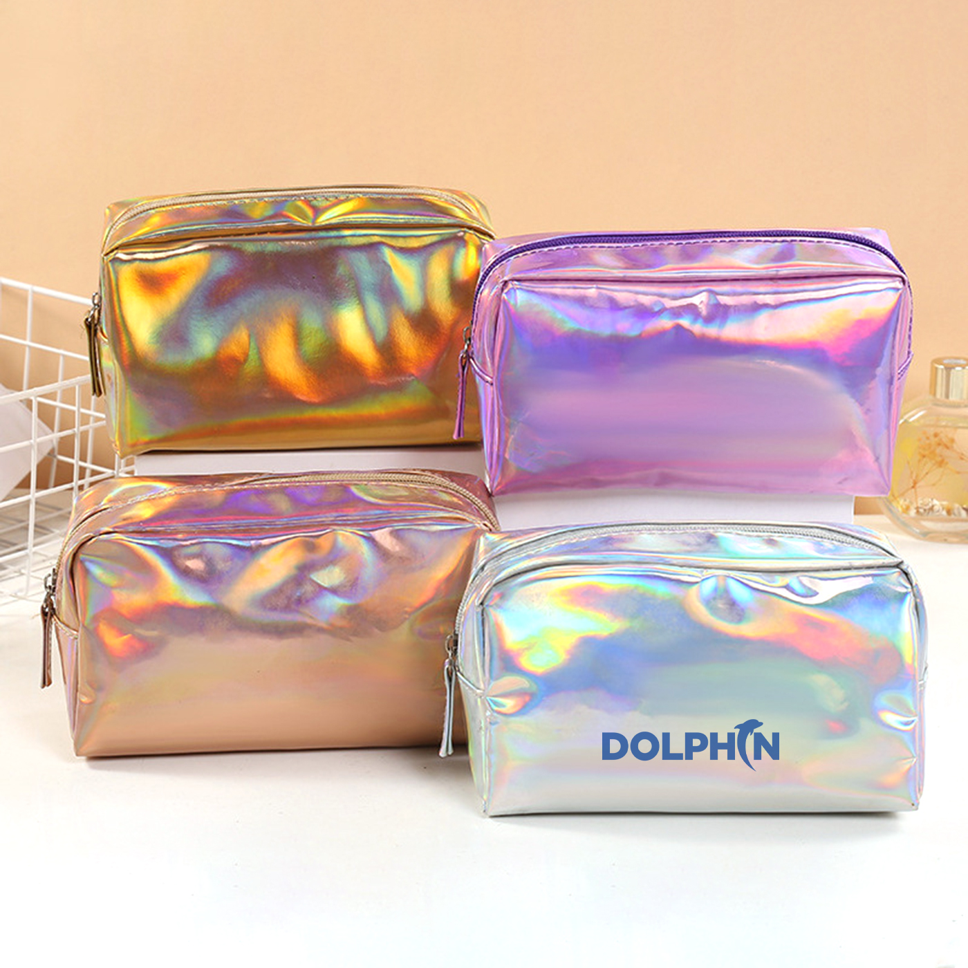 Make-up-Tasche, PVC, holografisch