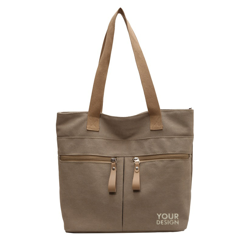 Large Capacity Canvas Bag With Two Front Pockets1