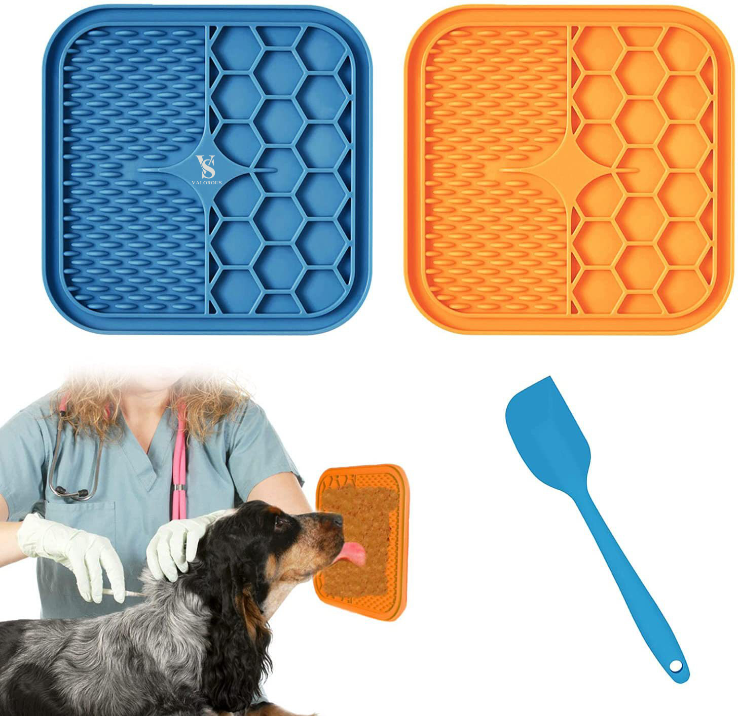 2 Pcs Pet Silicone Lick Mat With Spatula1