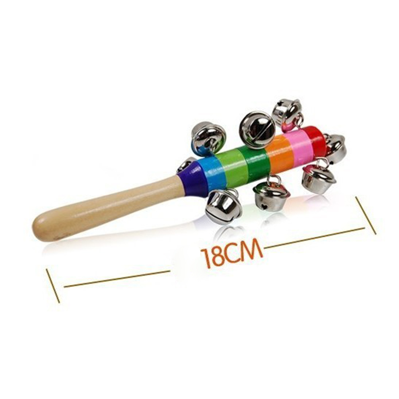 Kid Rainbow Wooden Jingle Handle Bell2