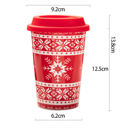Christmas Ceramic Cup With Silicone Lid2