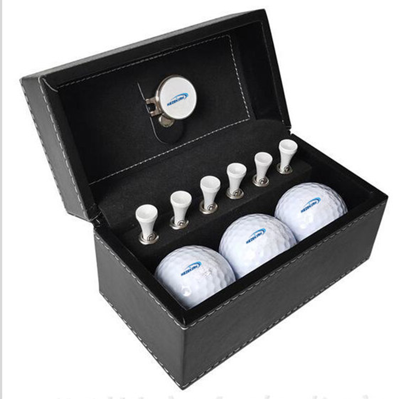 Golf Ball-Set mit Leder Box