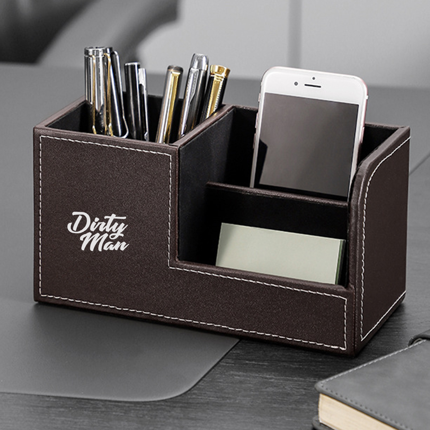 Leather Desktop Pen Storage Holder