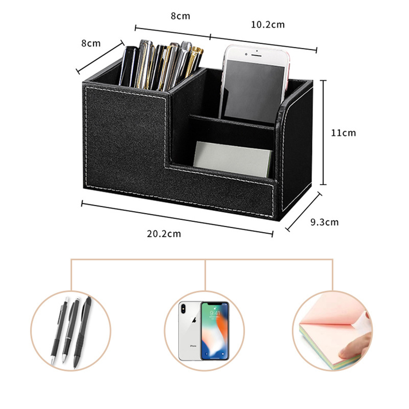 Leather Desktop Pen Storage Holder1