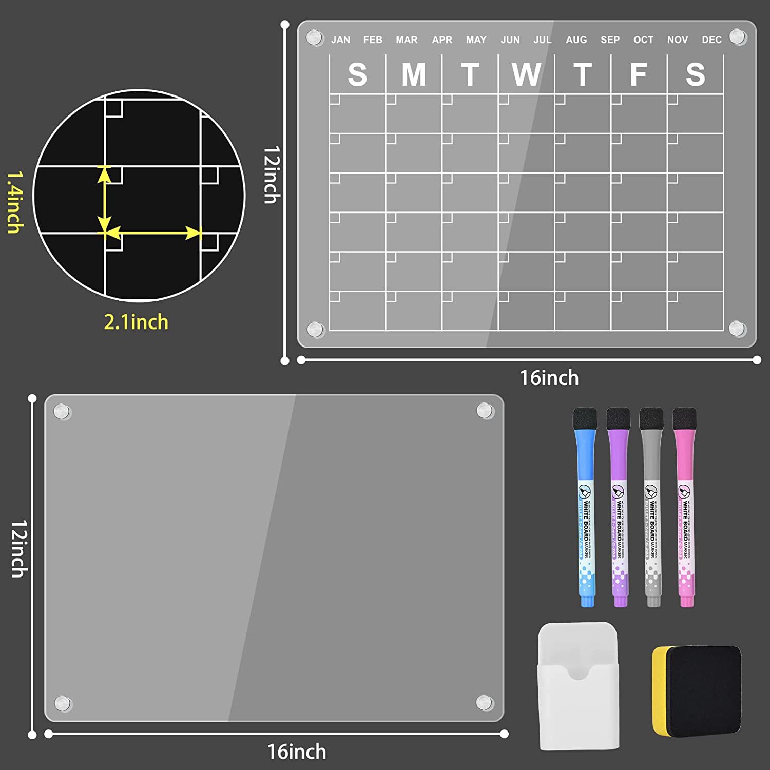 Magnetic Dry Erase Calendar Whiteboard Set3