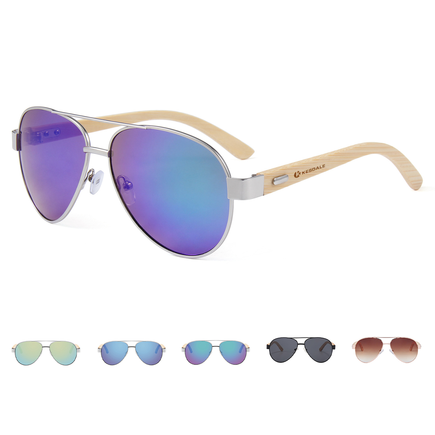 Sonnenbrille, Klassisch, Bambus