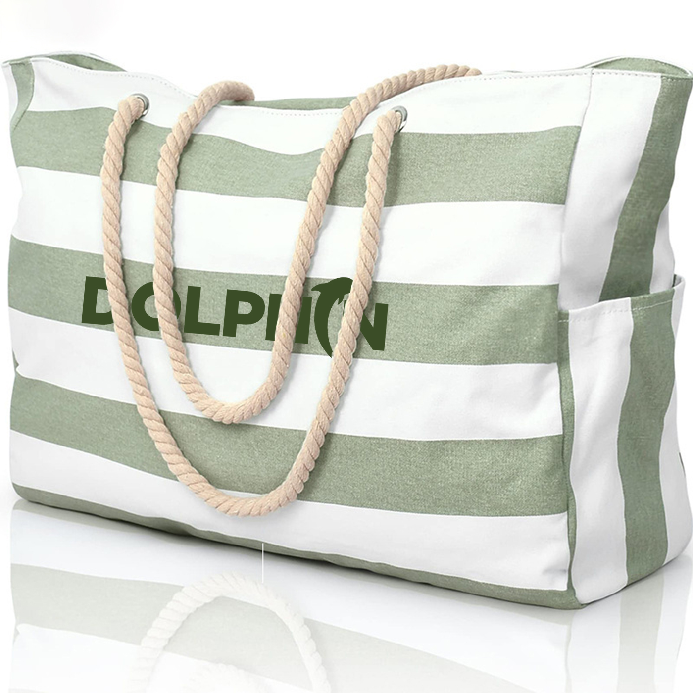 Large Capacity Canvas Striped Beach Bag