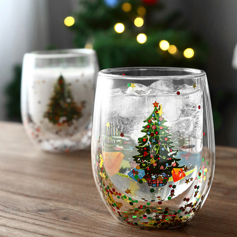 Glasbecher, Doppelwandig, Weihnachten