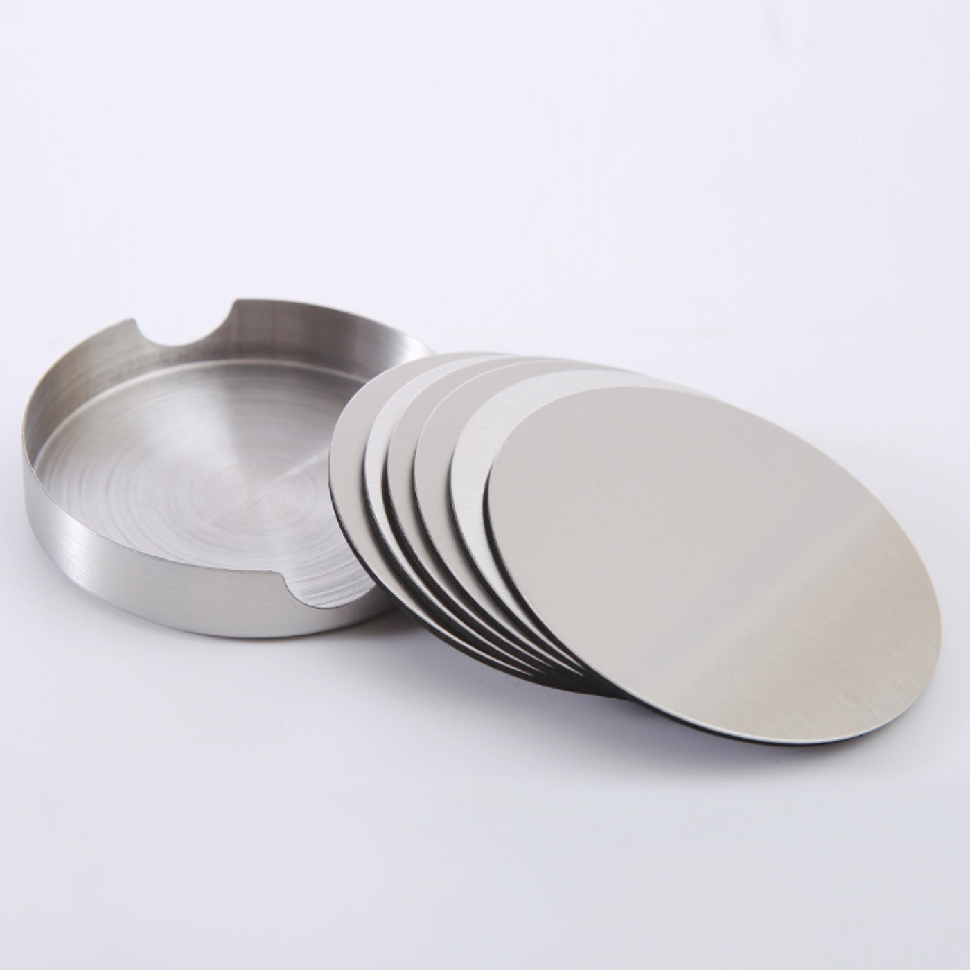 Stainless Steel Round Coasters With Holder