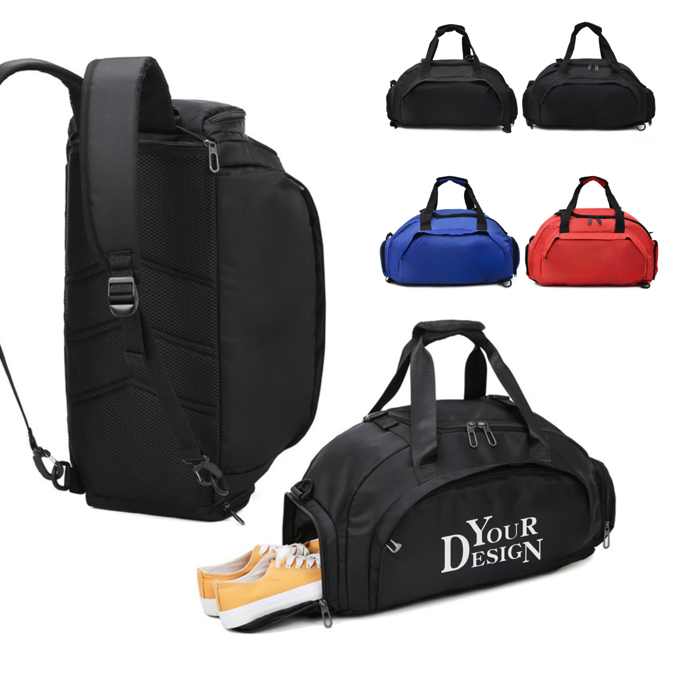 Gym Duffel Bag With Zippered Pockets