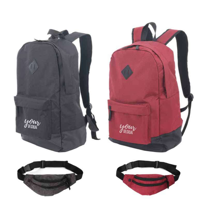 RPET Polyester Backpack With Fanny Pack