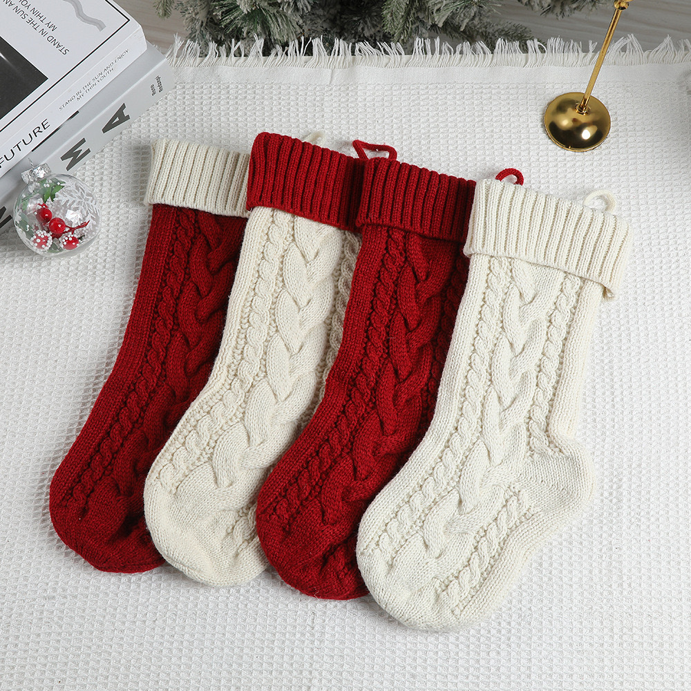 Large Cable Knitted Christmas Stockings1