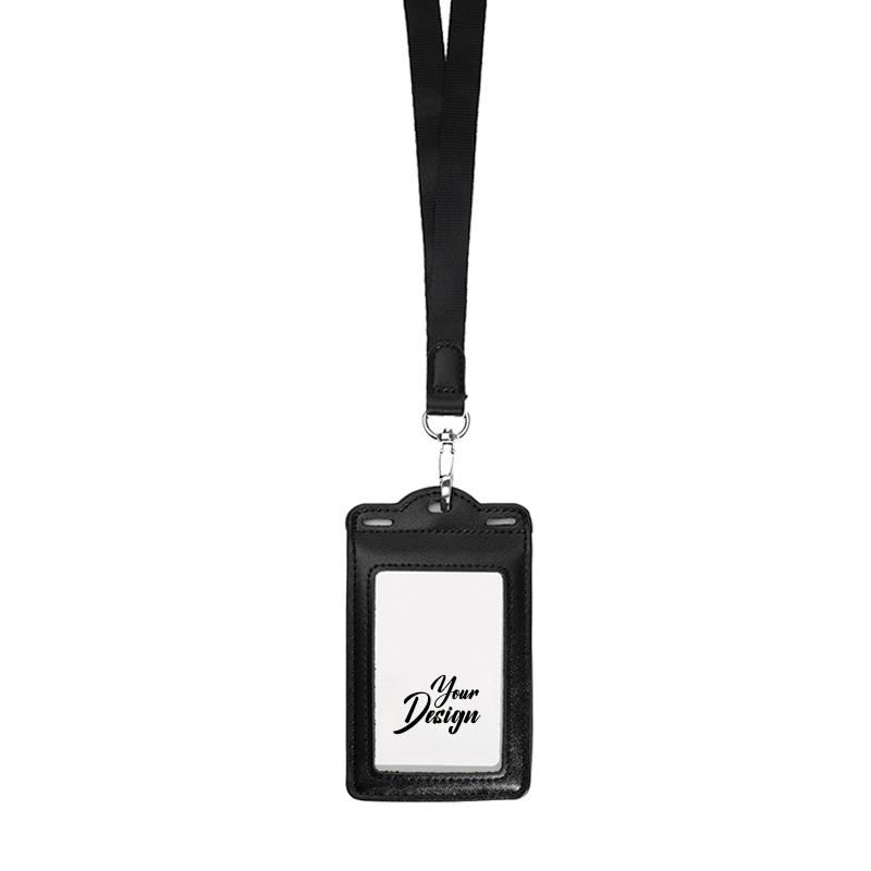 Leather ID Card Holder With Lanyard