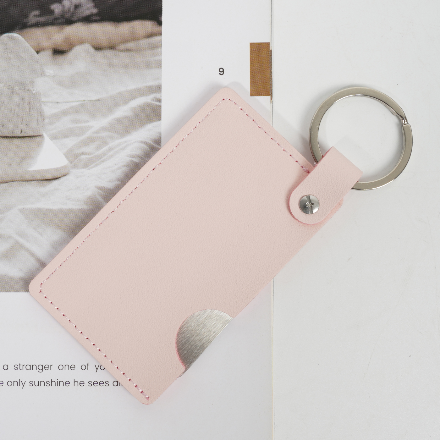 PU Leather Mini Mirror With Key Ring2