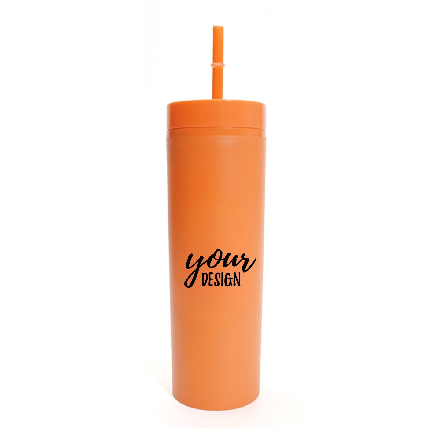 22 oz. Plastic Skinny Tumbler With Straw