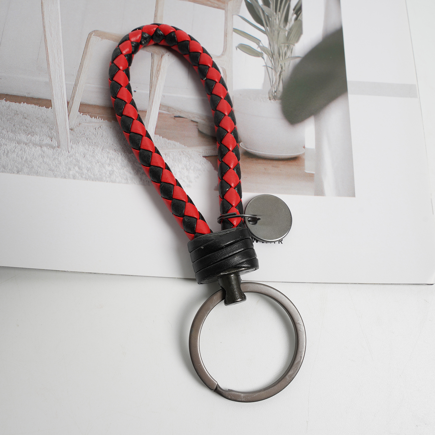 Unisex Braided Leather Rope Keychain2