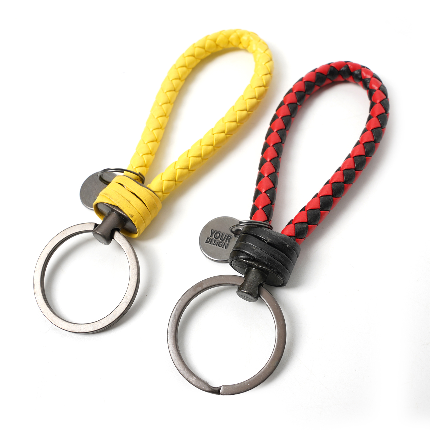 Unisex Braided Leather Rope Keychain