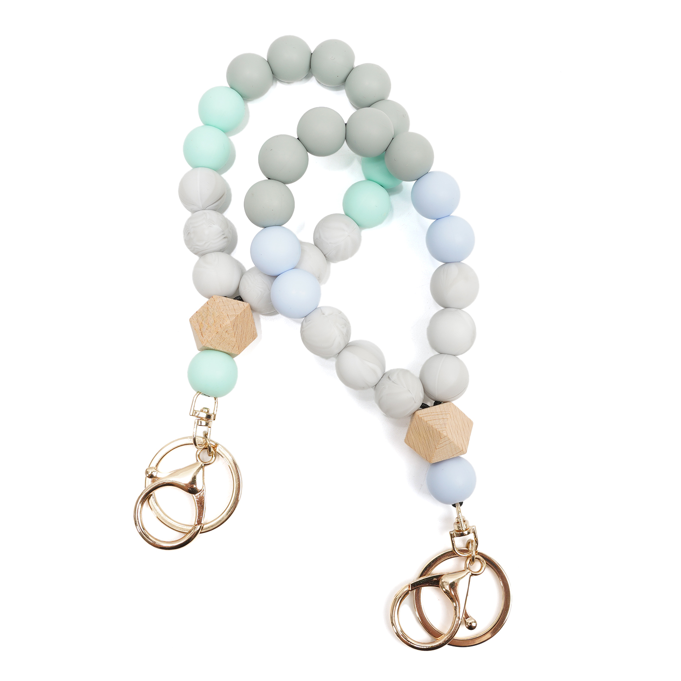Unique Fashion Beaded Silicone Bracelet With Keychain