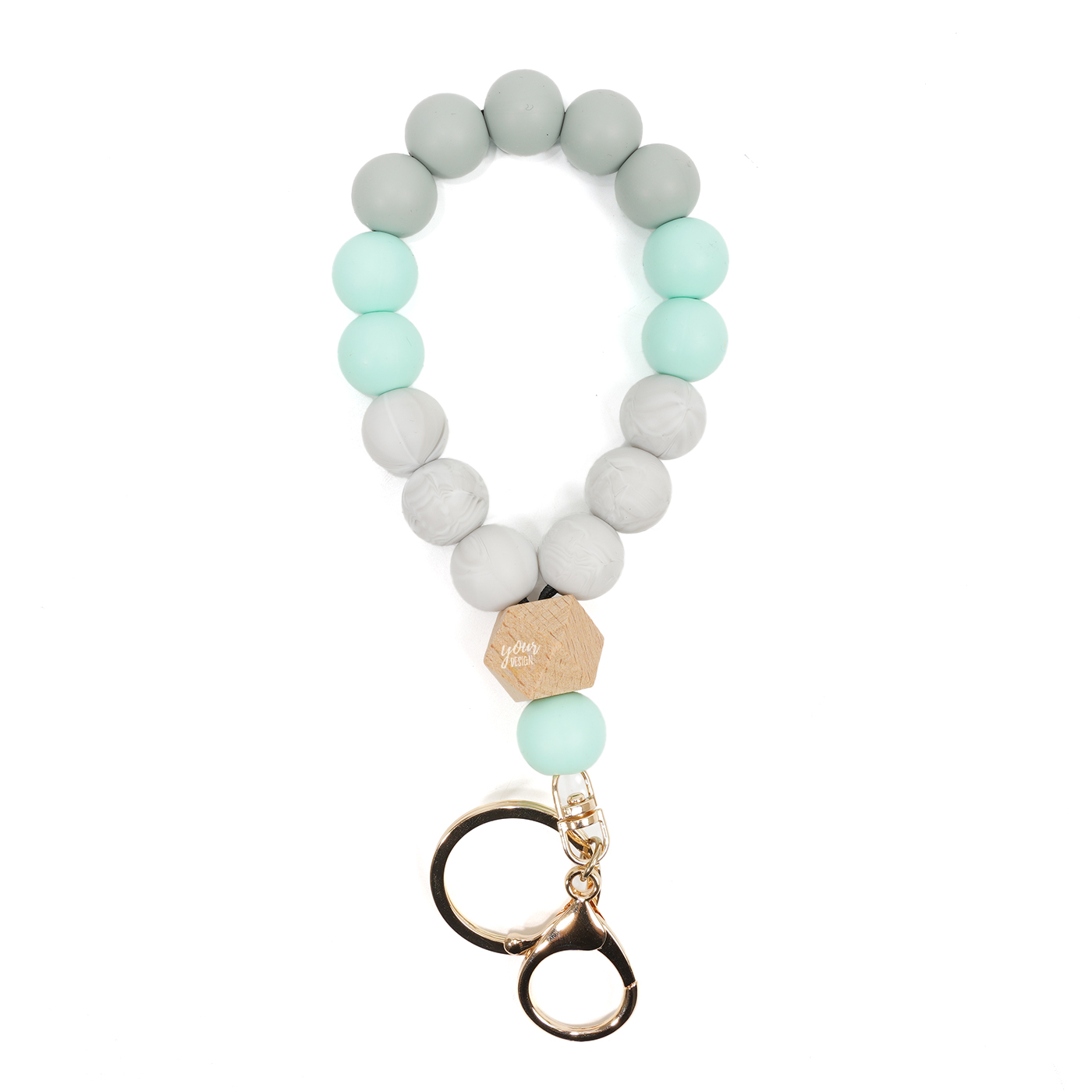Unique Fashion Beaded Silicone Bracelet With Keychain1