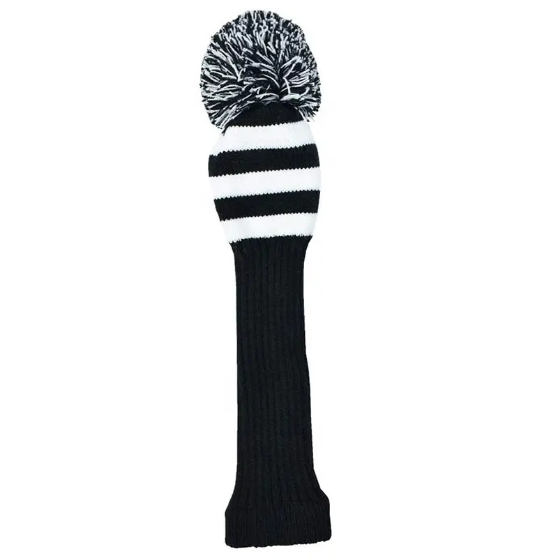 Knitted Golf Club Head Cover Set With Pom