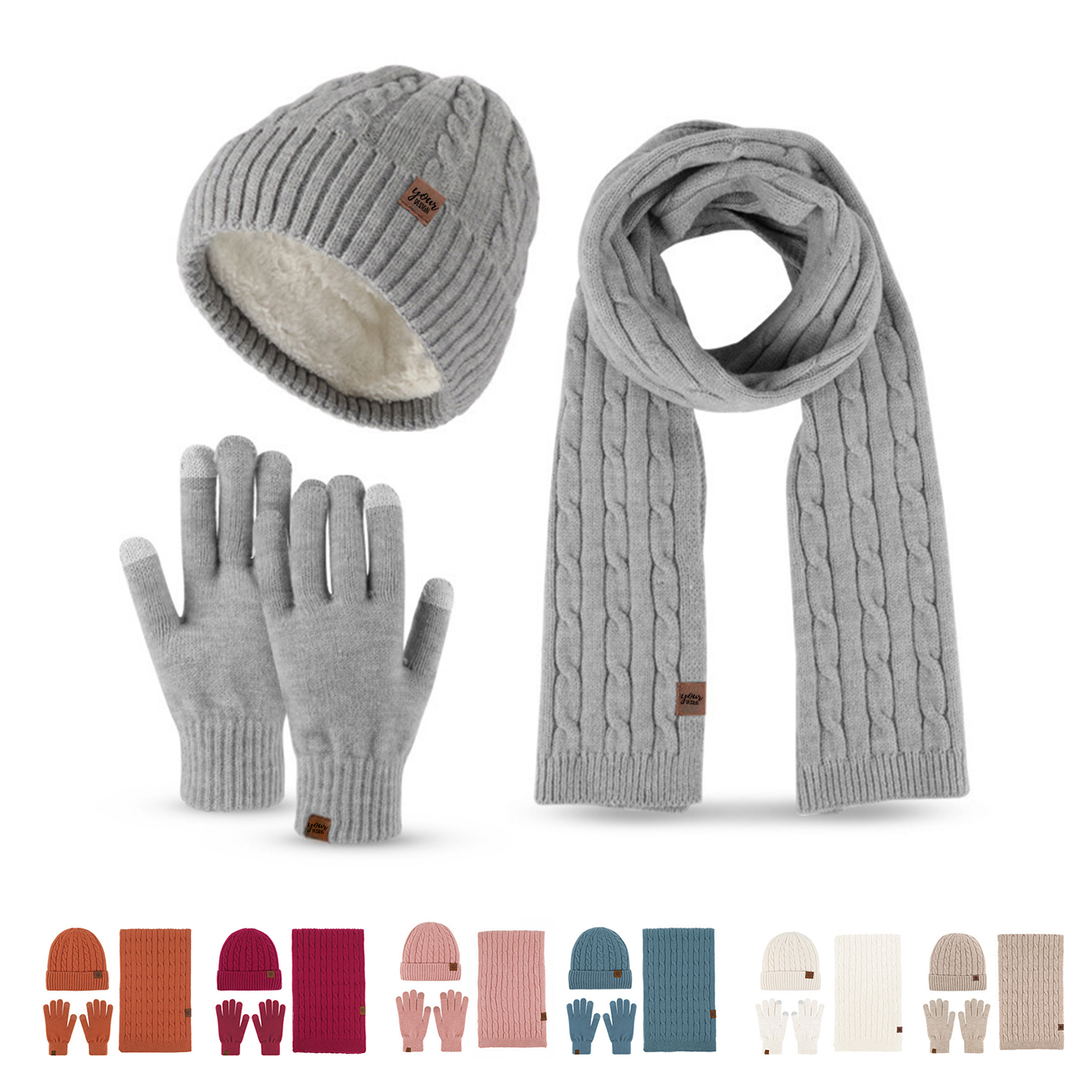 Beanie-Schal-Handschuh-Set