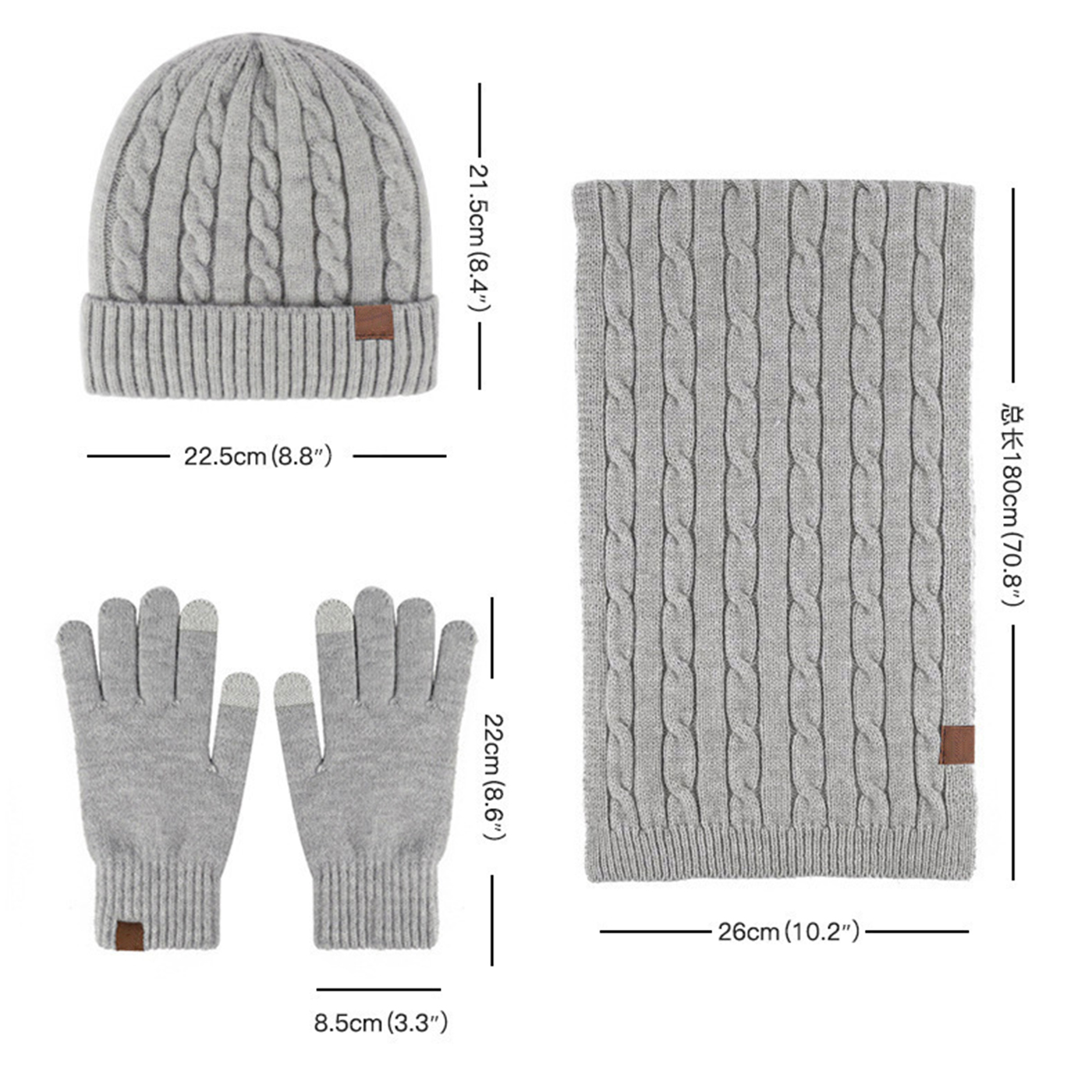 3 Pieces Knitted Hat Gloves Scarf Set 2