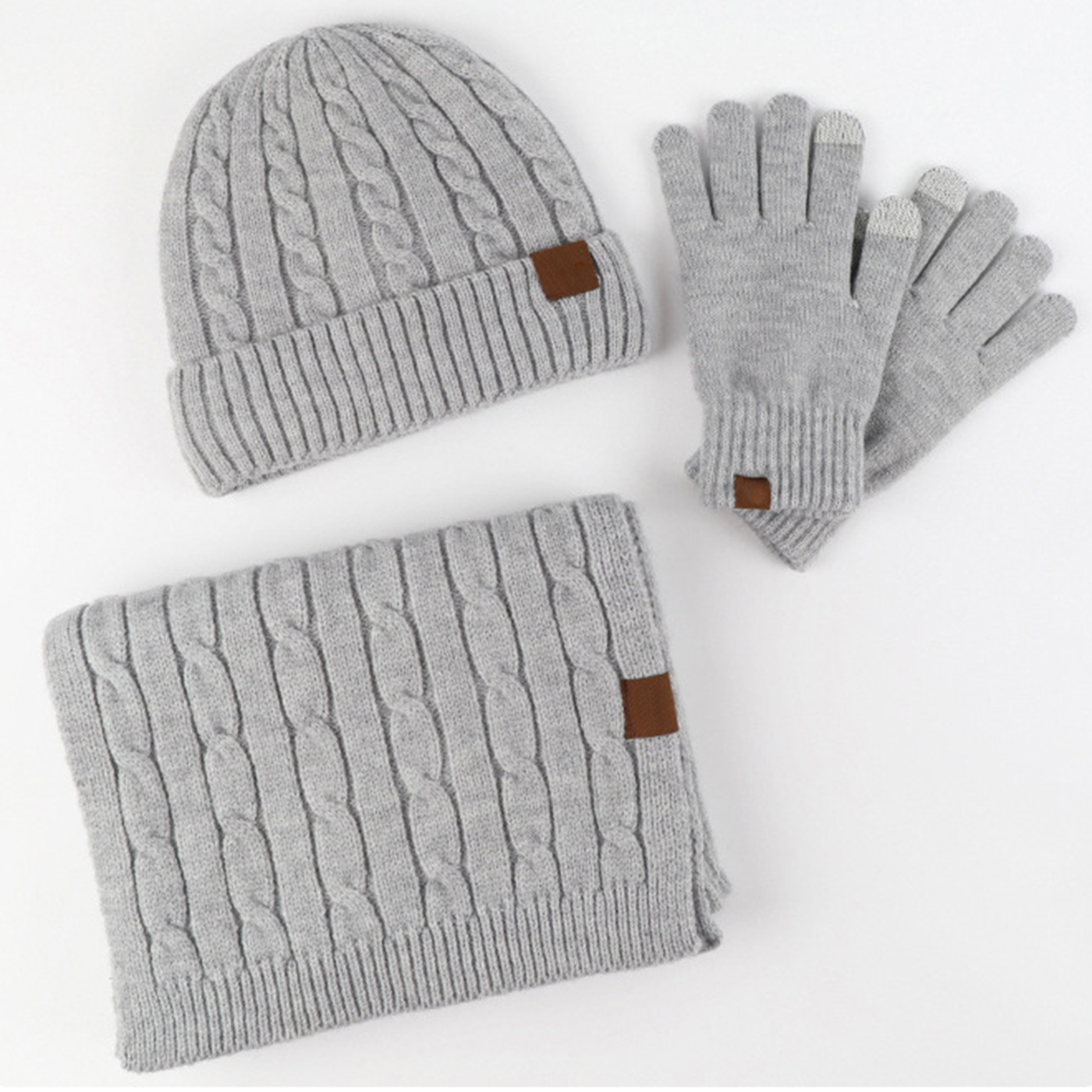3 Pieces Knitted Hat Gloves Scarf Set 3