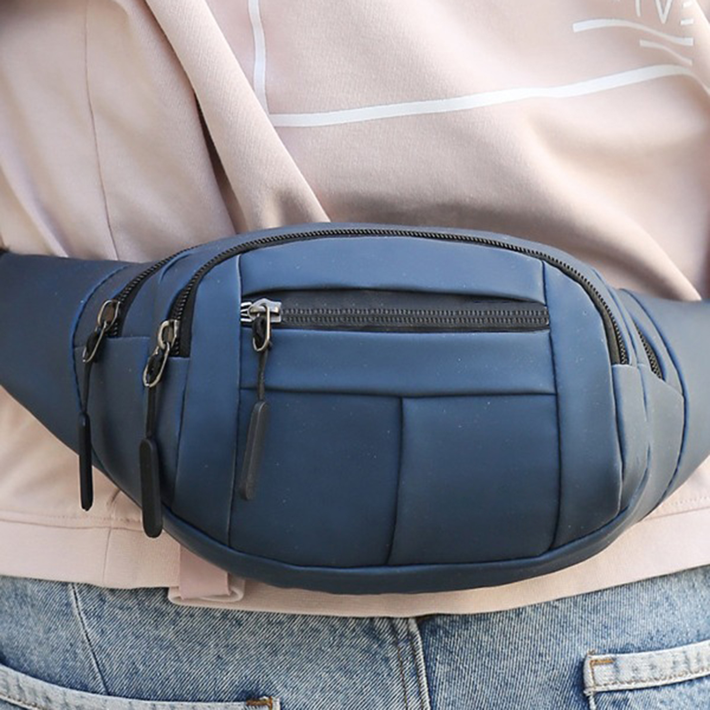 Custom Multi-pocket PU Waist Bag2