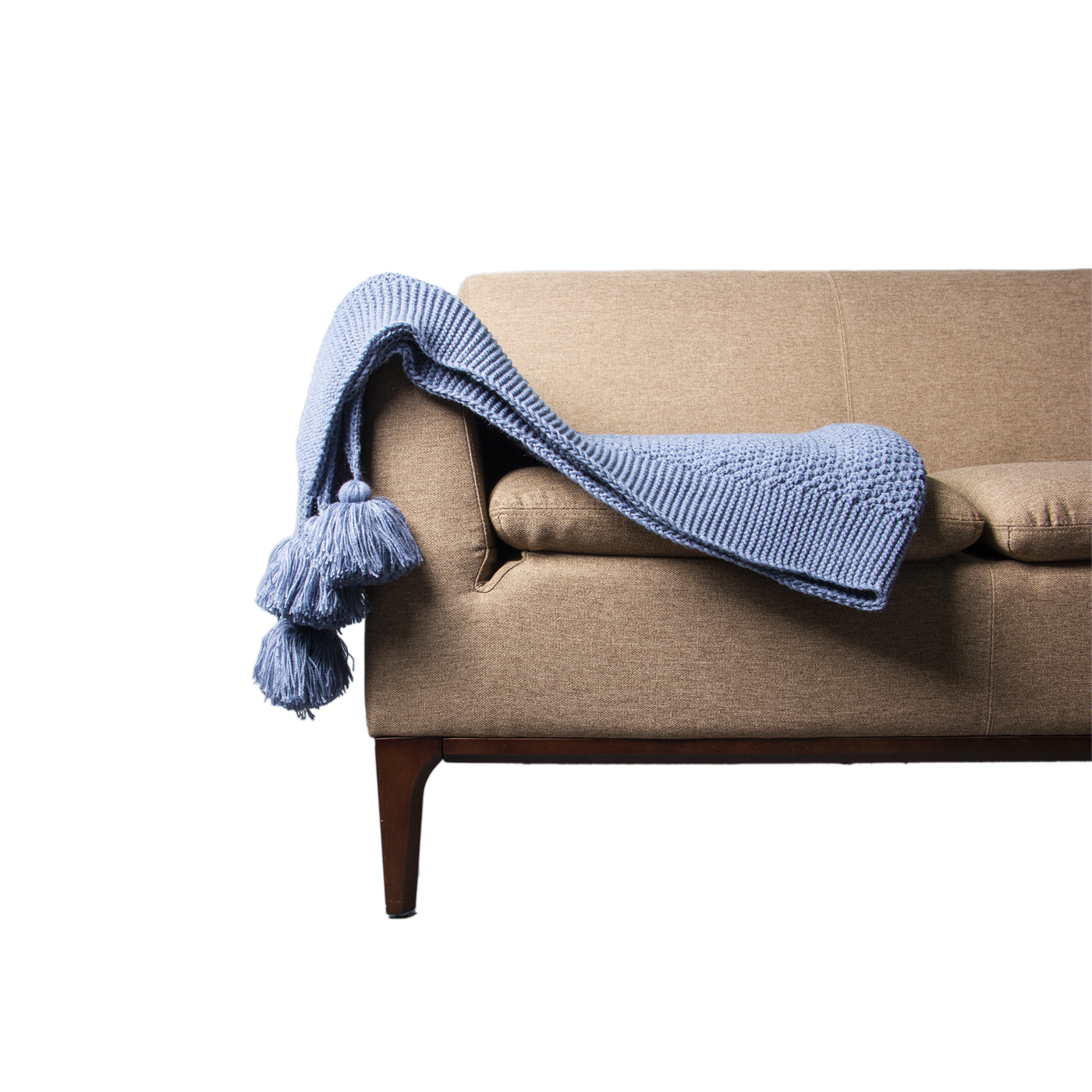 Überwurfdecke mit Quasten, gestrickt