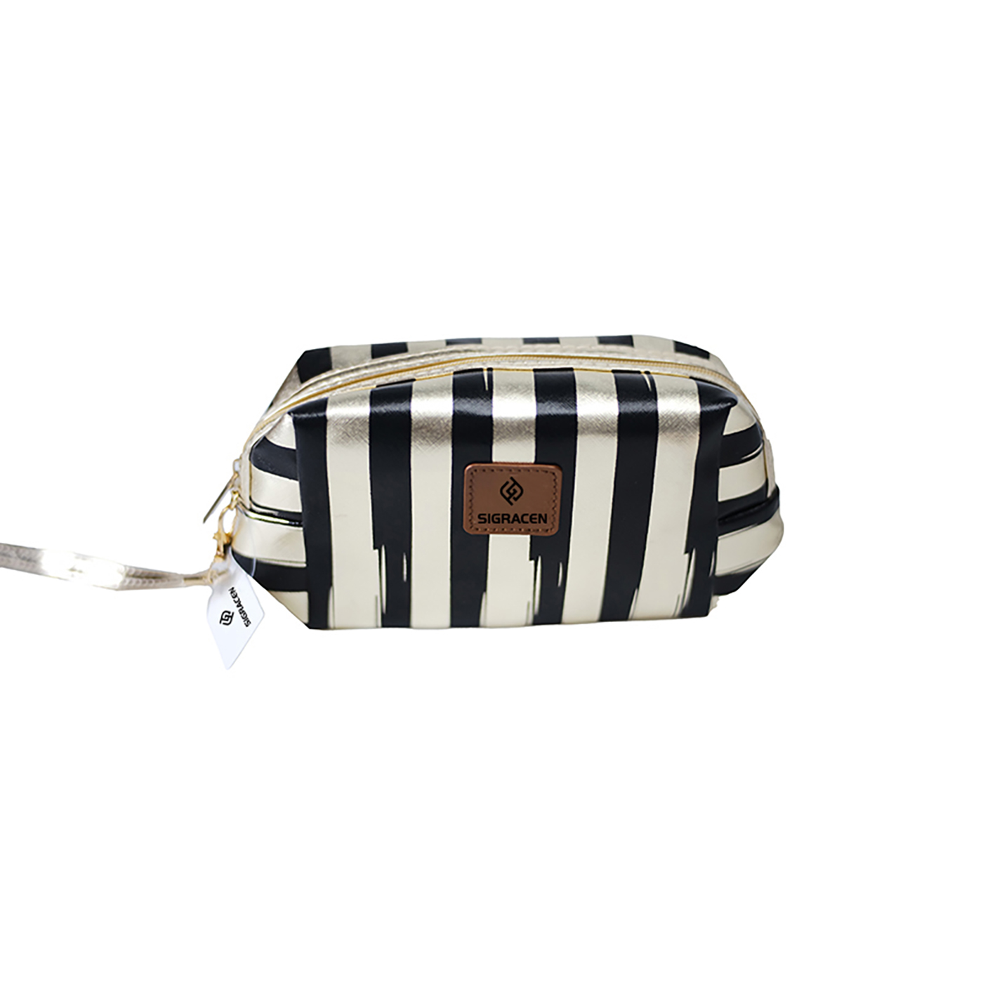 Kosmetik-Clutch, PU-Leder, gestreift
