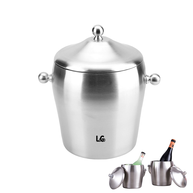 Eiskübel mit Deckel, Edelstahl
