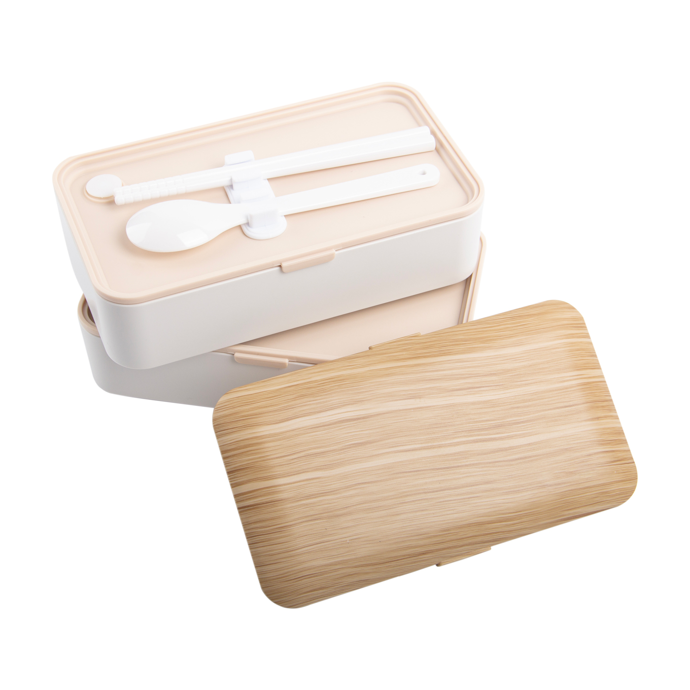Double Layer Wood Grain Bento Box 1